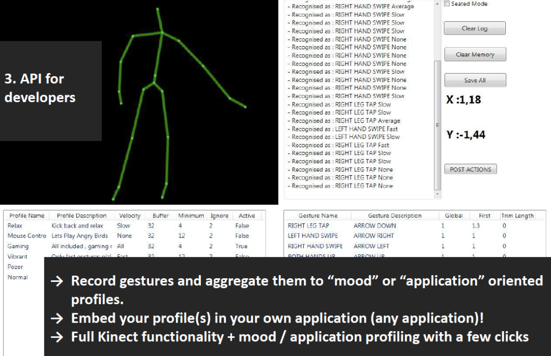 KinectLife developer API and skeleton tracking